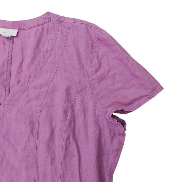 J Jill Love Linen Dress Womens Large Lilac Short Sleeve V-Neck Beach Coastal - Picture 3 of 11